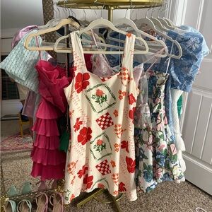 Japna Red and Cream Floral Tank Top